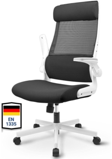 Ergonomischer Bürostuhl aus Mesh mit Klapparmlehnen - Schwarz
