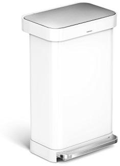 simplehuman CW2027 Treteimer aus Edelstahl, Weiß, 45 L