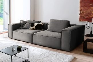 KAWOLA Sofa CARMO 3-Sitzer Feincord anthrazit 68 x 118 x 306 cm