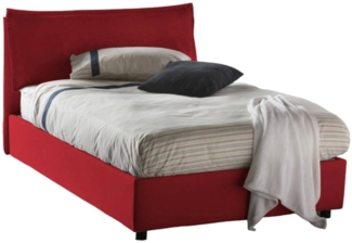 Dmora Doppelbett Attinia, Bettkasten mit Stoffbezug, 100 % Made in Italy, Öffnung vorne, inklusive Matratze 120 x 190 cm, Rot