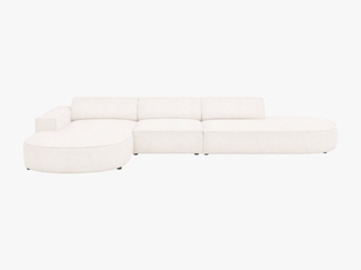 Micadoni 4-Sitzer Sofa Jodie offen runde Recamiere Links Boucle Ascot Beige