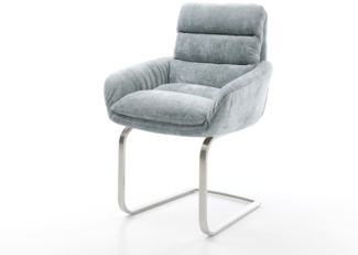 Freischwinger Abelia-Flex mit Armlehnen Chenille Pastellblau Freischwinger flach Edelstahl