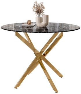 Lookway Esstisch CRISTAL II 100 cm Runder Esstisch mit Glasplatte, Durchmesser Ø 100 cm