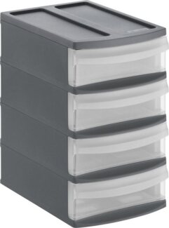 Rotho Schubladenbox Systemix Tower XS 4 Schübe Ablagenbox Organizer