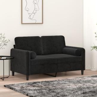 vidaXL 2-Sitzer-Sofa mit Zierkissen Schwarz 120 cm Samt 3200876