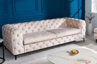 riess-ambiente 3-Sitzer MODERN BAROCK 235cm champagner, Einzelartikel 1 Teile, Wohnzimmer · Samt · Federkern · Chesterfield Design