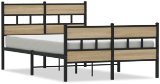 vidaXL Metallbett ohne Matratze Sonoma-Eiche 120x190 cm 4017117