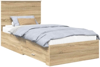 vidaXL Bettrahmen mit Kopfteil Sonoma-Eiche 100x200 cm Holzwerkstoff 3411343