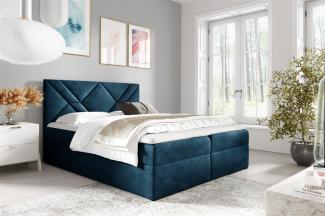 Boxspringbett Schlafzimmerbett 160x200cm LAZARO Nr. 6 Blau inkl. Bettkasten