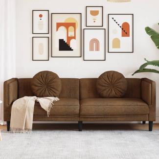 vidaXL 3-Sitzer Sofa mit Kissen Braun Kunstleder Wildleder-Optik 372651