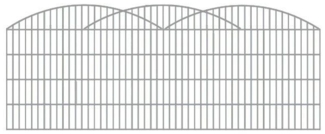 Schmuckzaun / Doppelstabmattenzaun 3-er Bogen Komplett-Set mit Abdeckleisten / Verzinkt / 201cm hoch / 45m lang
