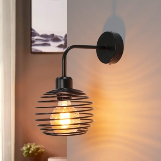 ZMH Vintage Wandleuchte Innenlampe Retro Wandbeleuchtung Schwarz Flurlampe E27