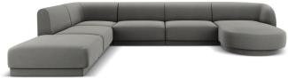 Micadoni 'Miley' 6-Sitzer-Sofa, Panorama-Ecke, links, Beinfarbe Black Plastic, Hellgrau, Samt