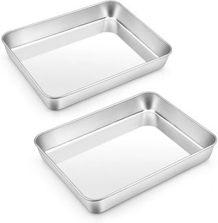 Joyfair Edelstahl Backblech Set, Rechteckig, 2 Stück, 23,8 x 18 x 5 cm