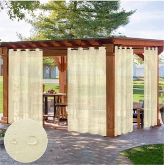 Qelus Outdoorvorhang Wasserdicht Outdoorvorhänge Sonnenschutz Transparent Gardinen mit ösen, (2 St), für Balkon Terrasse Pavillon Outdoor