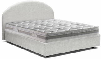 Dmora Doppelbett Acy, Bettkasten mit Stoffbezug, 100 % Made in Italy, Öffnung vorne, inklusive Matratze 120 x 190 cm, Weiß
