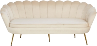 Muschelsofa 3-Sitzer Samt Beige Couch Sofa Lounge Couchgarnitur Polstersofa