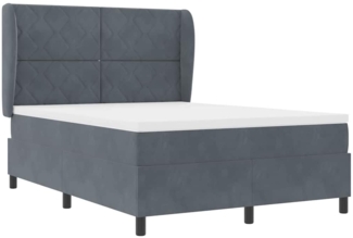 vidaXL Boxspringbett mit Matratze Dunkelgrau 140 x 190 cm Samt 3340977