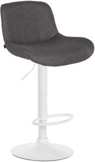Barhocker PONOR - Stoff Dunkelgrau 50 x 50 x 85 cm Weiß | Barstuhl Höhenverstellbar Mit Lehne Drehbar Tresenhocker Tresenstuhl Kneipenhocker Kneipenstuhl