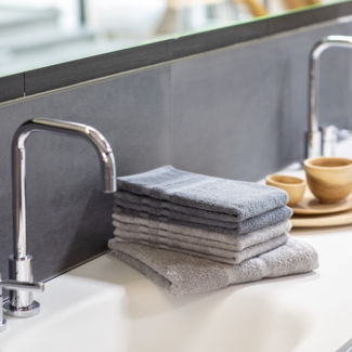 Schiesser Badvorleger Palma aus Reiner Baumwolle, Farbe:Silber, Größe:50x70 cm