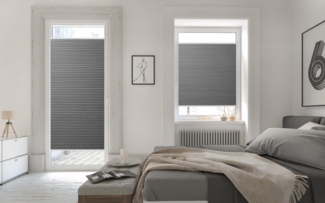 Lichtblick Sonnenschutzsysteme GmbH Wabenplissee Angelholm 30 cm x 130 cm (BxL) Grau Verdunkelnd, mit Thermofunktion, Wabenplissee; einfache Installation mit Klemmträgern; verspannt