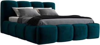 Polsterbett DONA 160x200 mit Matratze, Bettkasten und Lattenrost. Farbe: Pfau 36