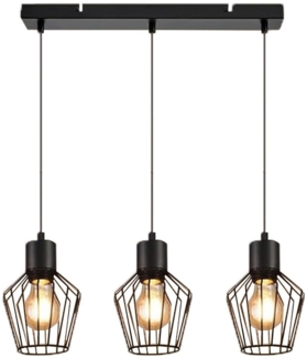 ZMH 3-Flammige Pendelleuchte Industrial Metall Schwarz LED E27 Metall