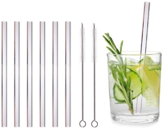 KaraLuna Trinkhalme Strohhalme aus Glas, transparent & gerade Glasstrohhalm Trinkhalm, Borosilikatglas, nachhaltige und wiederverwendbare Strohhalme