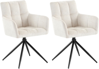 CLP Esszimmerstühle 2er Set, Sessel Jonah drehbar mit Armlehnen, bis 150 kg,creme