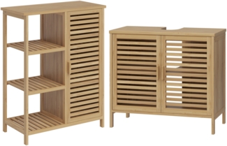 Bellamio Newa Badezimmer-Set, 1x Waschbeckenunterschrank, 1x Schrank mit 6 Fächern