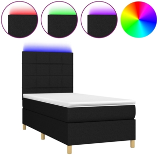 vidaXL Boxspringbett mit Matratze & LED Schwarz 80x200 cm Stoff, Härtegrad: H2 [3135391]