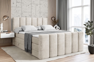 ALTDECOR Boxspringbett BOXI1-Z KING (Multipocket-Matratze H4, H3 Matratze Bonellfederung, Topper, Kopfteil), Doppelbett mit Fußteil