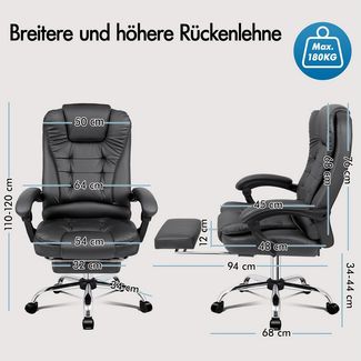 ALFORDSON Bürostuhl Ergonomischer Schreibtischstuhl mit Wärmemassagefunktion (1 St), multifunktionaler Computerstuhl, Drehstuhl für Büro und Heim