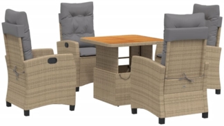 vidaXL 5-tlg. Garten-Essgruppe mit Kissen Beige Poly Rattan 3277422