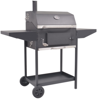 vidaXL Holzkohlegrill Smoker mit Ablage, Stahl, Schwarz, 127 x 64 x 125 cm