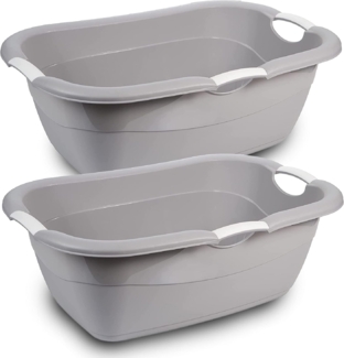 2 Friends Wäschewanne XL, 2er Set, geschlossen, ergonomische Griffe, 68 x 46 x 25 cm, 38 Liter