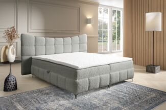 Boxspringbett Bett Schlafzimmerbett NOVA 160x200cm Stoff Rolf Grau