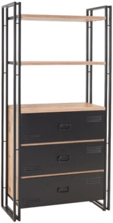 Dmora Bücherregal Podul, Büroregal, Mobiler Buchhalter, Bücherbrett, 90x35 h180 cm, Eiche und Schwarz