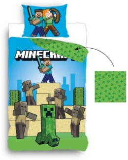 Minecraft Bettwäsche-Set – Kuscheliger Bettbezug 140x200 cm + Kissenbezug 60x70 cm