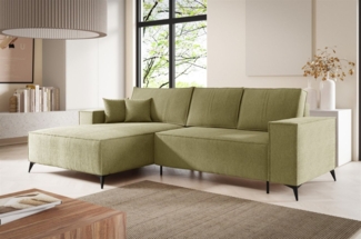 Ecksofa Schlafsofa FIORE Stoff ARAGON Olivgrün Ottomane Links
