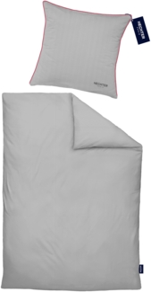 Hechter Paris Bettwäsche Satin 0061308 FEINE LÄNGSSTREIFEN, silber/grau, 1x 135x200 cm + 1x 80x80 cm