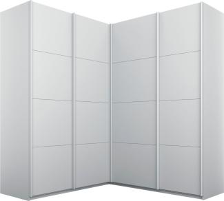 Rauch Möbel Quadra Schrank Eckschrank Schwebetürenschrank, Grau, 4-trg, inkl. 2 Kleiderstangen, 12 Einlegeböden, BxHxT 181 x 210 x 187 cm