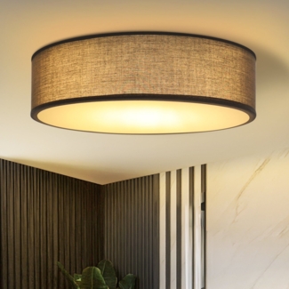 ZMH Deckenleuchte, 30 cm, E27, rund, grauer Stoff, 1-flammig, moderne Schlafzimmerlampe, max. 40 W, fr Wohnzimmer, Kche, Flur