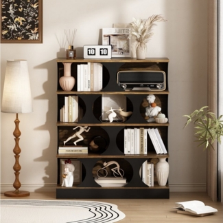 FUFU&GAGA Bücherregal Braun + Schwarz, Vintage-Industriestil