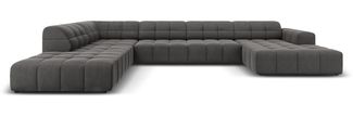 Micadoni Panorama Ecksofa Jennifer 7-Sitzer Links Samt Grau