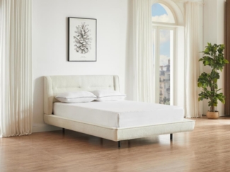 Vente-unique - Bett 160x200 cm - Bouclé-Stoff - Beige - ISYDE
