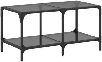 Couchtisch, Sofatisch mit Glasplatte Schwarz 78,5x40x40 cm Stahl