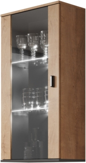 Hängevitrine Soho S02 (Farbe: Lefkas Eiche / Lefkas Eiche + Schwarz, ohne Beleuchtung)