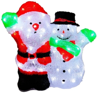 Mojawo Lichtervorhang Acryl Weihnachtsmann + Schneemann 90 LEDs kaltweiß Außenbeleuchtung