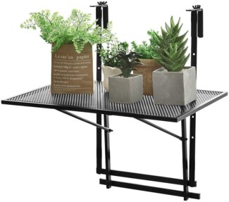 COSTWAY Balkonhängetisch Balkontisch, Klappbar Metall, 5-stufig höhenverstellbar
